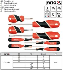 Набор отверток YATO Польша SL/PH 8 штук YT-25980