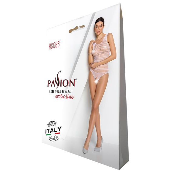 Бодістокінг з доступом Passion BS086 black, вертикальна сітка, виріз на спинці | Зображення 5