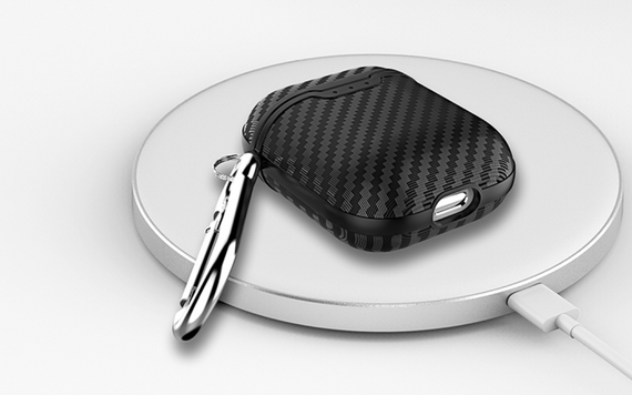 Силиконовый чехол Primo Carbon Fiber для AirPods 2 - Black | Зображення 3