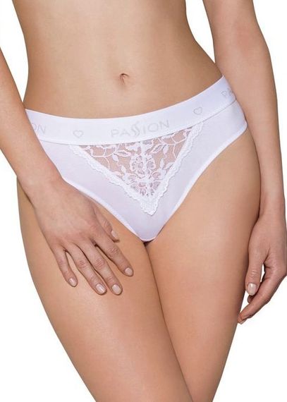 Трусики с широкой резинкой и кружевом Passion PS001 PANTIES, Белый, XL, XL | Зображення 6