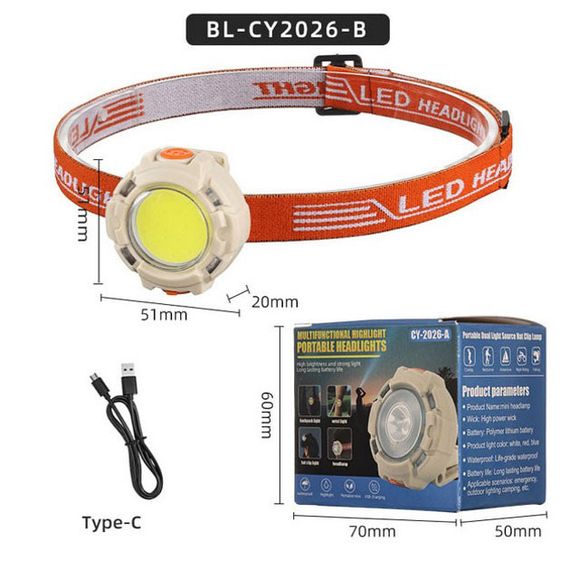 Фонарь налобный CY-2026-B-COB+2LED(red)+2LED(blue) MN-51 | Зображення 2