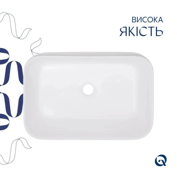 Раковина накладна Qtap Scorpio 550x390x120 White з донним клапаном QT14112243WN48463 | Зображення 3