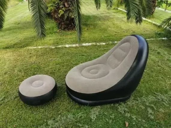 Надувний диван з пуфом Air Sofa / Надувне велюрове крісло з пуфом | Зображення 2