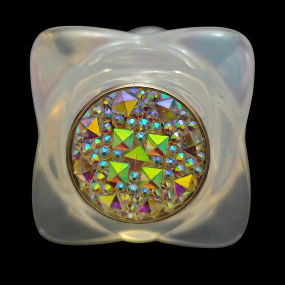 Анальная пробка ребристая UNIVIBE с камнем, силиконовая, радужная, 9 х 4.9 см sexstyle | Зображення 5