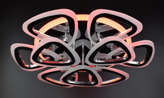 Люстра світлодіодна стельова LED світильник для квартири на стелю лед з пультом 25948 Хром 11х57х57 см. | Зображення 5