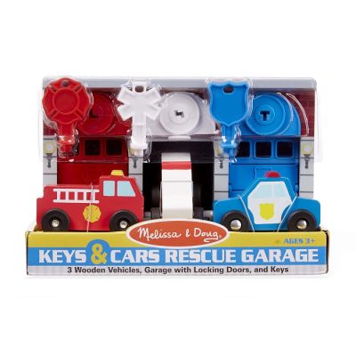 Ігровий набір Melissa&amp;Doug Дерев&apos;яний гараж рятувальних машин з ключами (MD4607) | Зображення 1