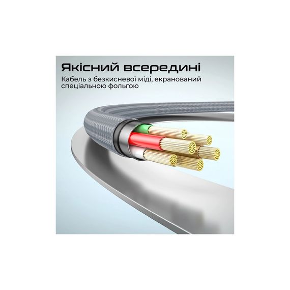 Дата кабель USB-C to USB-C 1.2m Promate (springy.grey) | Зображення 4
