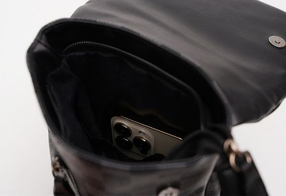 Сумка слінг чоловіча нагрудна чорна стильна у клітинку | Зображення 7