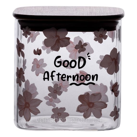 Банка для сипучих продуктів з бамбуковою кришкою 800 мл ємність для сипучих скло HP-34-25 | Зображення 3