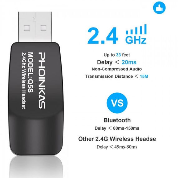 Бездротові ігрові навушники PHOINIKAS Q5S (2.4G) — із підтримкою віртуального об’ємного звуку 7.1 | Зображення 1