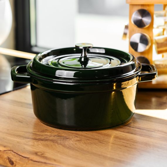 Кокотниця чавунна емальована 4 л, малахіт Yiwu HP-FLG-10 green | Зображення 1