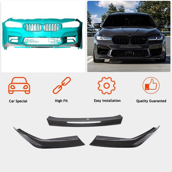 Накладка на передній бампер Lip V1 (для M5 F90 2020-2024, Карбон) для BMW 5 серія G30/31 рр | Зображення 1