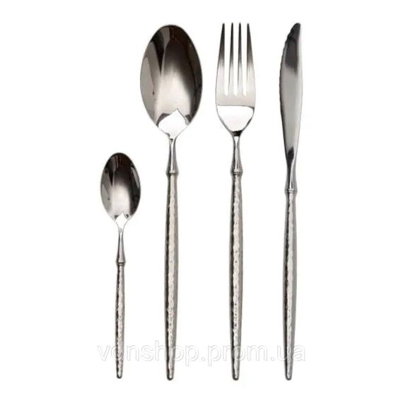 Набор столовых приборов золото на 6 персон 24 предмета ложки, вилки, ножи Серебро HP-20-14