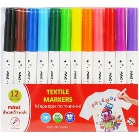 Набір маркерів по тканині MX15242, 12 кольорів