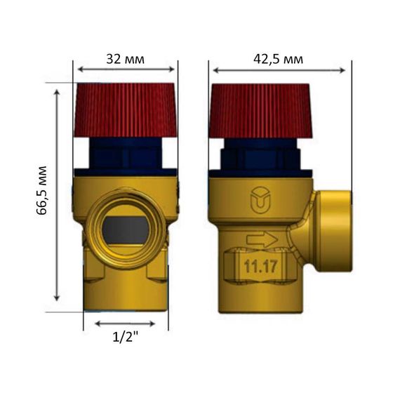 Клапан запобіжний Roho R2000-020 - 1/2" ВВ (2 бар) (RO0167) | Зображення 2