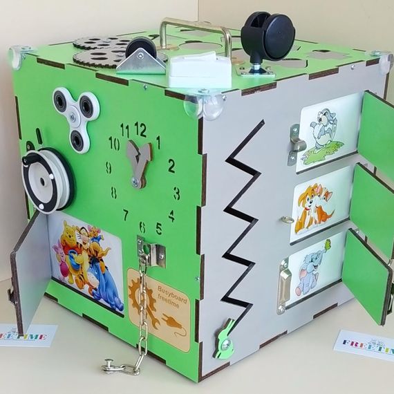 Бизикуб / бизиборд / busyboard. Найкращий подарунок для вашої дитини. (салатово-сірий) Суперціна!!! | Зображення 6