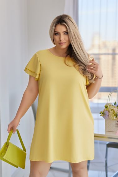 Женское короткое летнее платье софт с коротким рукавом крылышко GF7967 цвет желтый размер 54/56 | Зображення 3