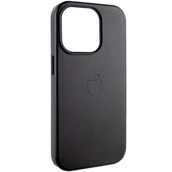 Кожаный чехол Leather Case (AA Plus) with MagSafe для Apple iPhone 14 Pro (6.1") Искусственная кожа, Black | Зображення 1