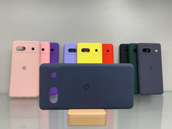 Google Pixel 7A Протиударний чохол з логотипом софт тач синій