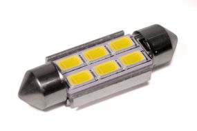 Светодиодная лампа StarLight T11 6 диодов 5630 1W 12V WHITE / 36mm / мультиполярная