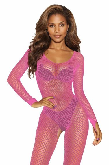 Бодістокінг жіночий SoftLine 2061 Pink, рожевий, сітчастий Sex Aura | Зображення 4