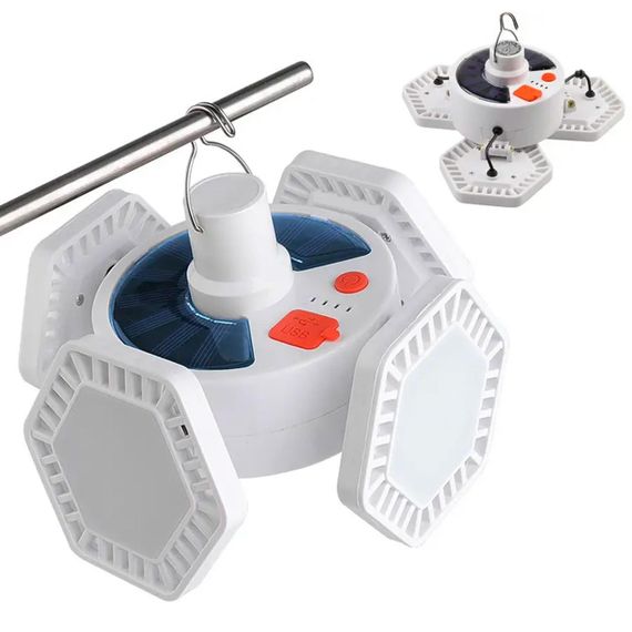 Світильник із сонячною панеллю та повербанком, до 10 годин, 5000мАг, 169LED / Кемпінговий підвісний ліхтар / Розкладна лампа з | Зображення 4