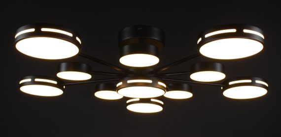 Люстра світлодіодна стельова LED світильник для квартири на стелю лед 27933 Чорний 19х88х88 см. | Зображення 4