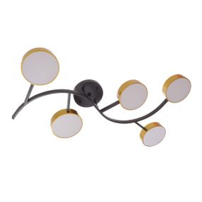 Люстра потолочная в зал LED 75W WW+NW+CW BK+G (BR-01 642C/5)