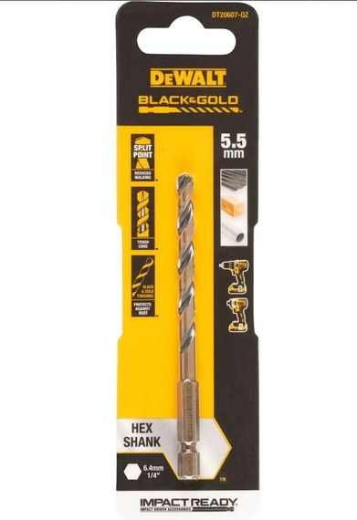 Свердло по металу DeWalt EXTREME IMPACT Black & Gold 5.5 мм (DT20607)