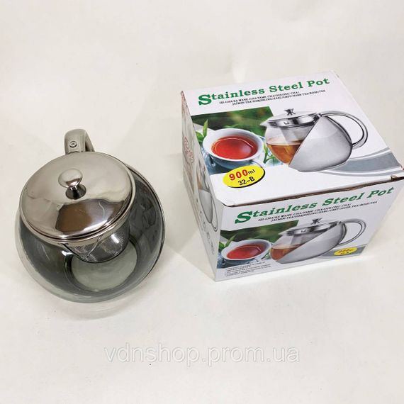 Стильний скляний заварний чайник UNIQUE, Заварник для трав, Заварники для чаю та кави RU-33