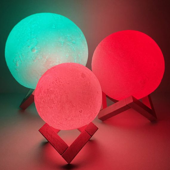 Світильник настільний Місяць 3D RGB 12 см + пульт | Зображення 1