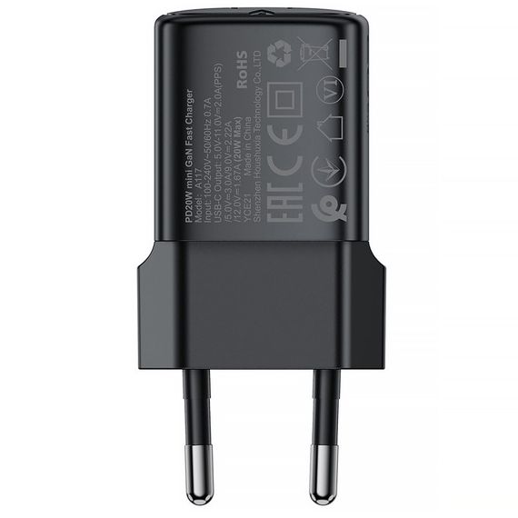 СЗУ Acefast A117 mini PD20W GaN (1USB-C) + кабель Type-C to Lightning Black | Зображення 3