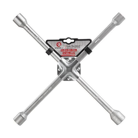 Ключ балонний хрестовий, укріплений, 406×16 мм, 17×19×21×22 мм INTERTOOL HT-1597
