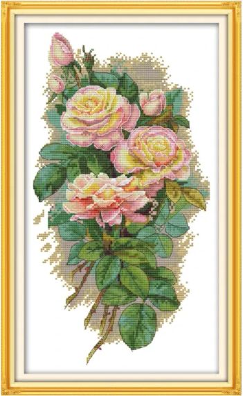 Набір для вишивання хрестиком по нанесеному на канву схемі  "Rose 7". AIDA 14CT printed 25*42 см