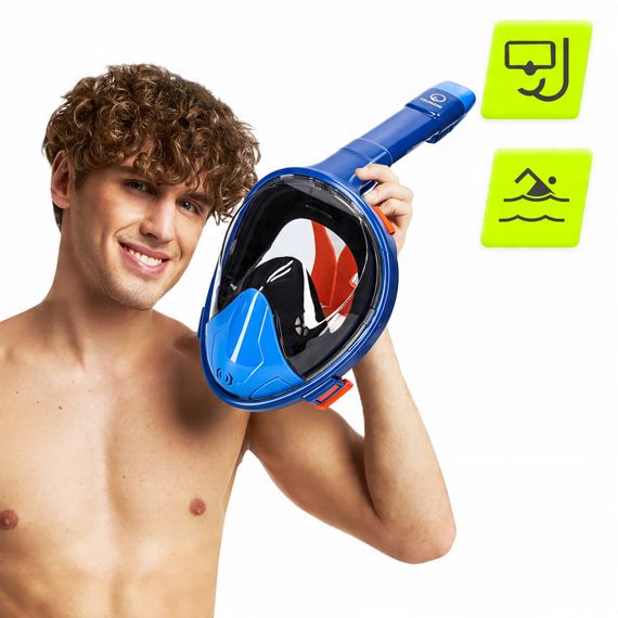 Маска для снорклінгу TSUNAMI повнолицьова, зі складною трубкою Size L/XL Blue (P-5905973405461) | Зображення 9