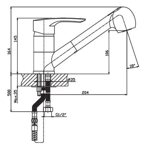 Змішувач для кухні Haiba HANSBERG 014 хром з висувною лійкою HB0208 | Зображення 1