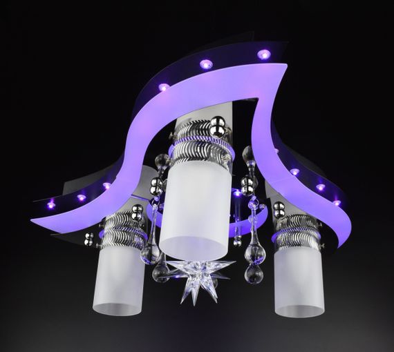 Люстра стельова Космос з кольоровим LED підсвічуванням та авто відключенням з пультом 25180 Чорний 20х50х50 см. | Зображення 2