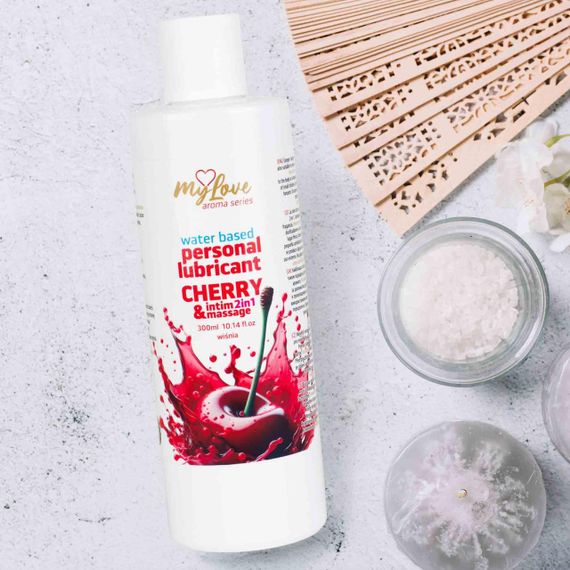 Водний лубрикант 2в1 для інтимної близькості та масажу MyLove Aroma Series Cherry (Вишня), 300 мл Sex Aura | Зображення 3