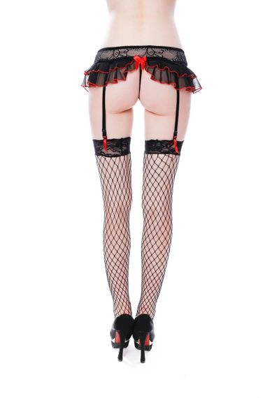 Комплект із панчохами з червоним оздобленням S/L sexstyle | Зображення 1