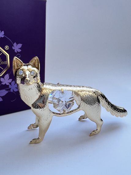 Кришталева мініатюра ручної роботи зі стразами Swarovski: Лісова лисиця, 9х6 см