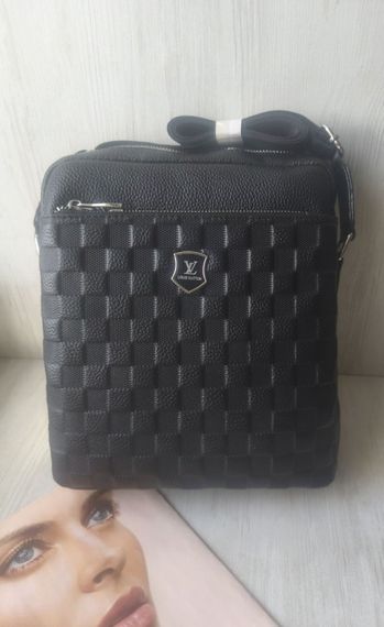 Стильна шкіряна сумка месенджер Louis Vuitton black