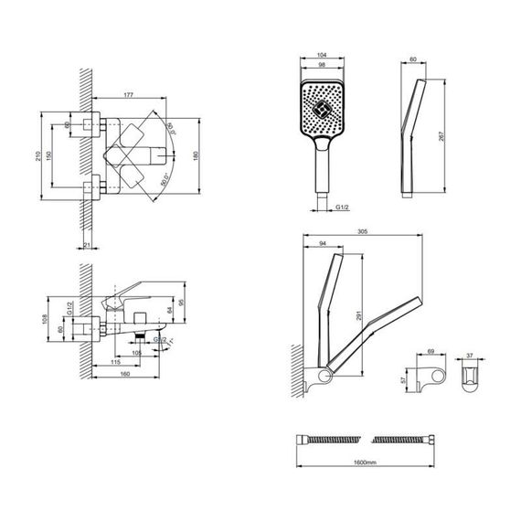 Смеситель латунный для ванны Lidz Orion 006 (c душевым гарнитуром) (k35) LDORI006CRM48093 Chrome | Зображення 1