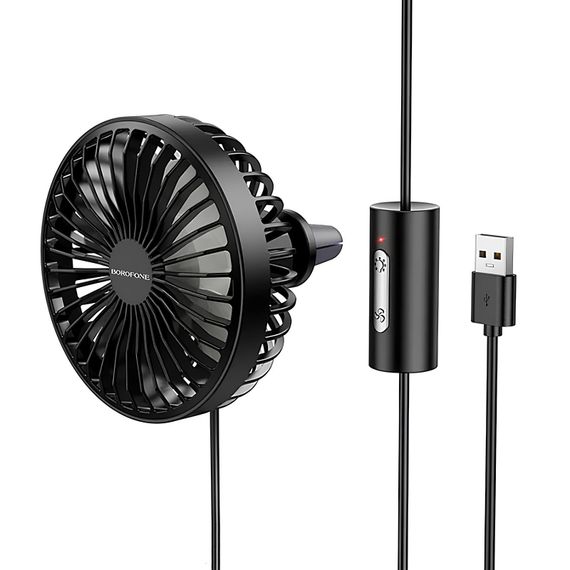 Вентилятор автомобільний Borofone DBF11 three speed (USB-A) Black | Зображення 1