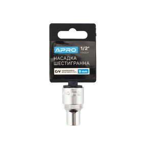 Насадка шестигранна 1/2" 9мм CrV APRO