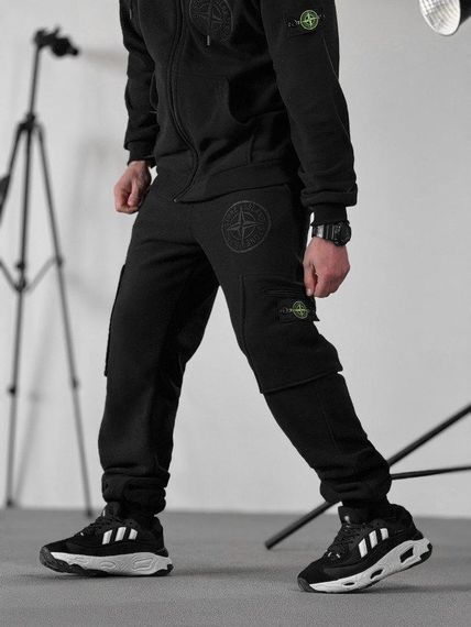 Флисовый спортивный костюм Stone island black ВТ0551 | Зображення 5