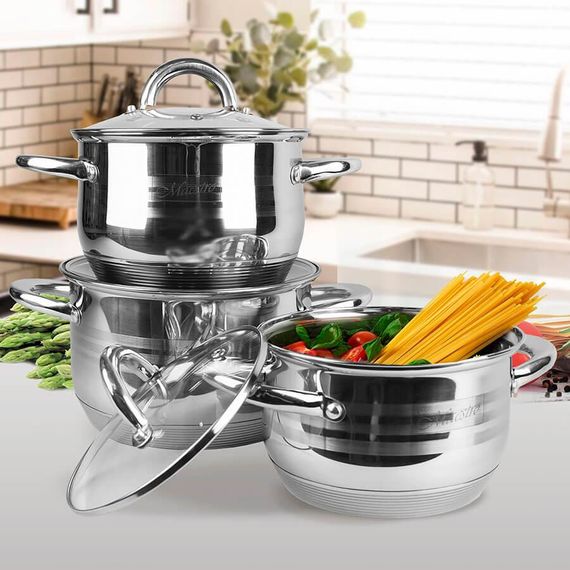 Набір каструль Maestro MR-3513-6M, 6 предметів нержавіюча сталь, для індукції | Зображення 1