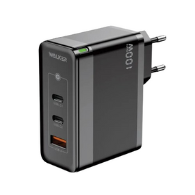 Зарядний пристрій мережевий USB/2Type-C QC+PD 100W чорний WALKER WH-47