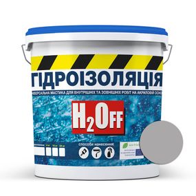 Гидроизоляция универсальная акриловая краска мастика H2Off Серая 1,2 кг