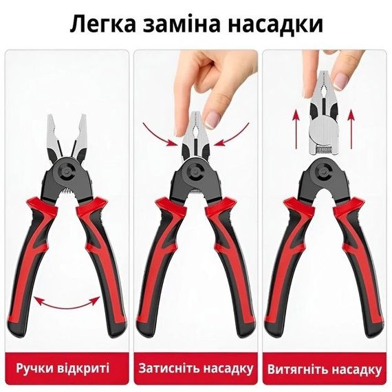 Багатофункціональний набір швидкозмінних інструментів 5 в 1 (плоскогубці, зачищення ізоляції, щипці обтискні) XB-93 | Зображення 9