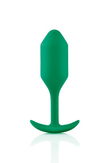 Анальна пробка із зміщеним центром ваги B-Vibe Snug Plug 2, силіконова, зелена sexstyle